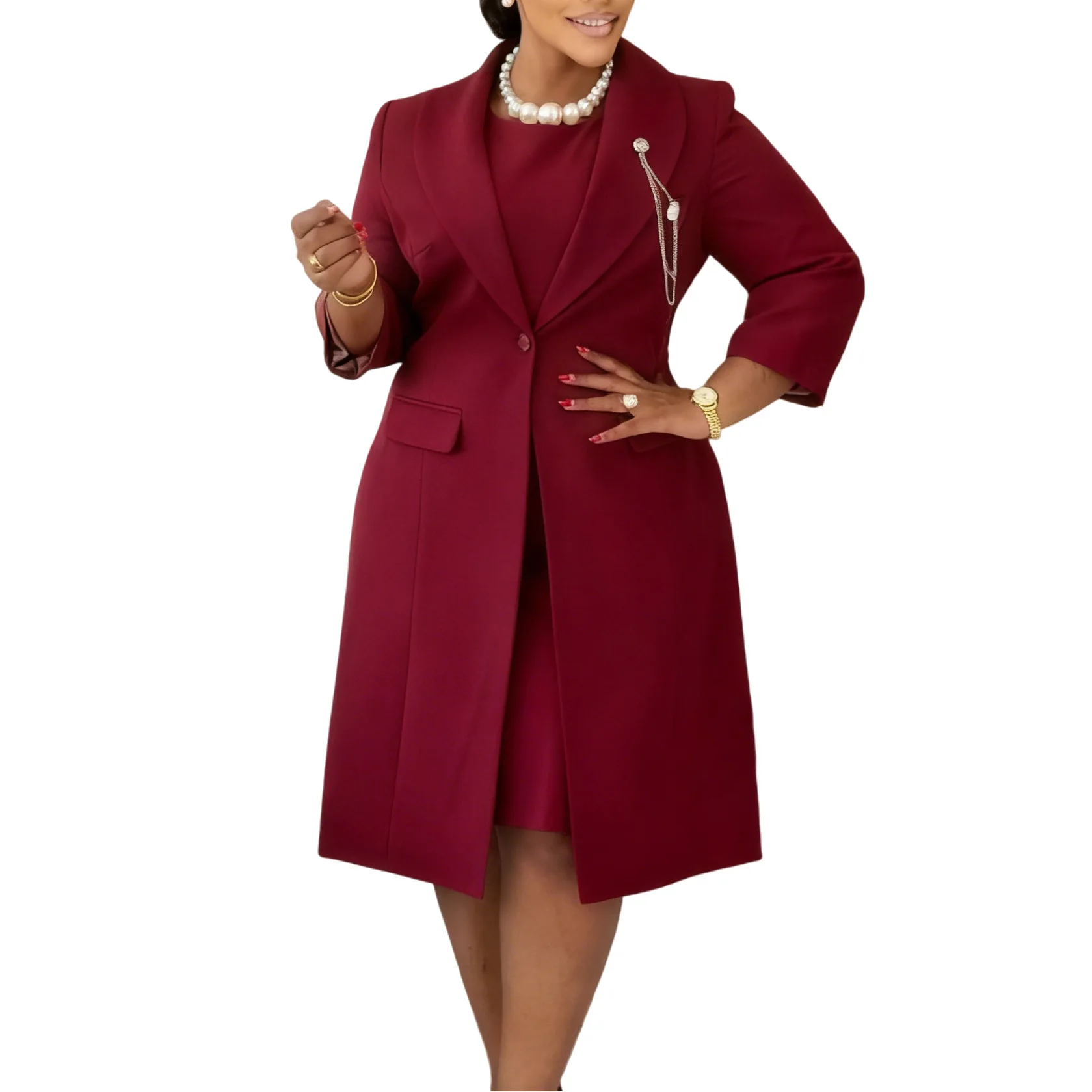 Women Formal Wear Dubai - Setelan Blazer Dua Potong Elegan untuk