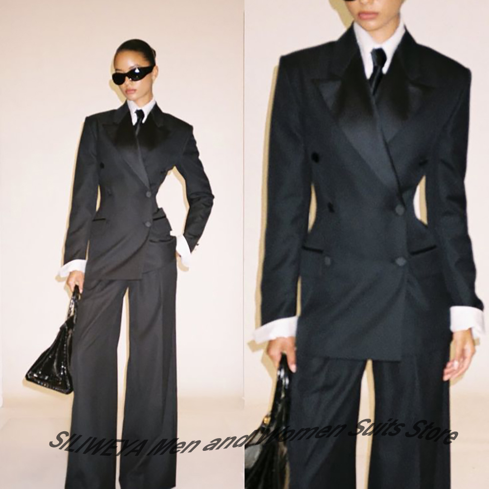Women'S Formal Wear Jackets - Setelan Jas Wanita Profesional Hitam Double-Breasted