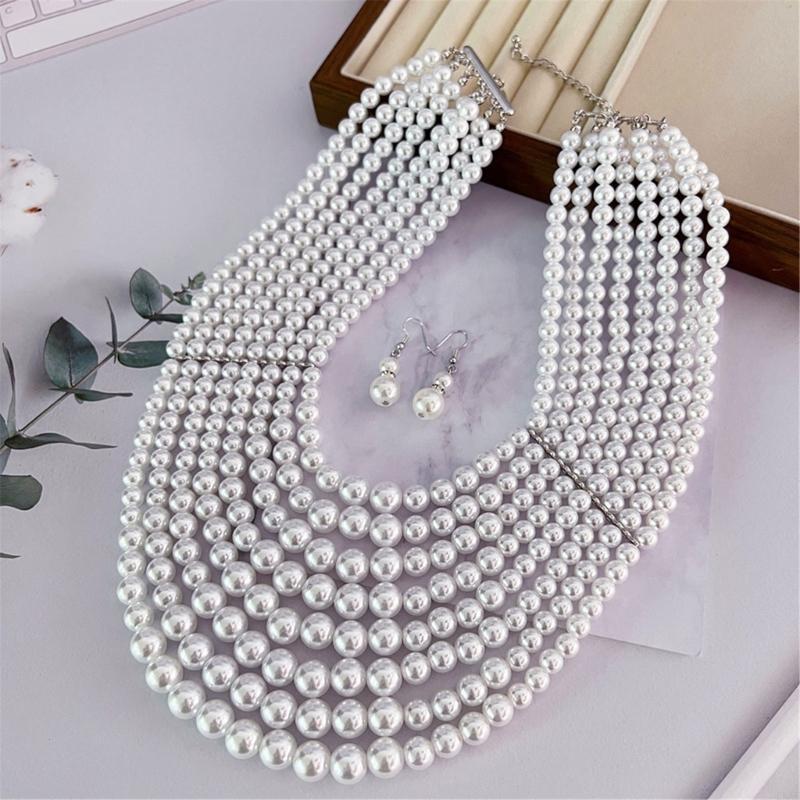 Formal Wear Jewelry For Women - Anting Kalung Mutiara Imitasi Multi Lapis