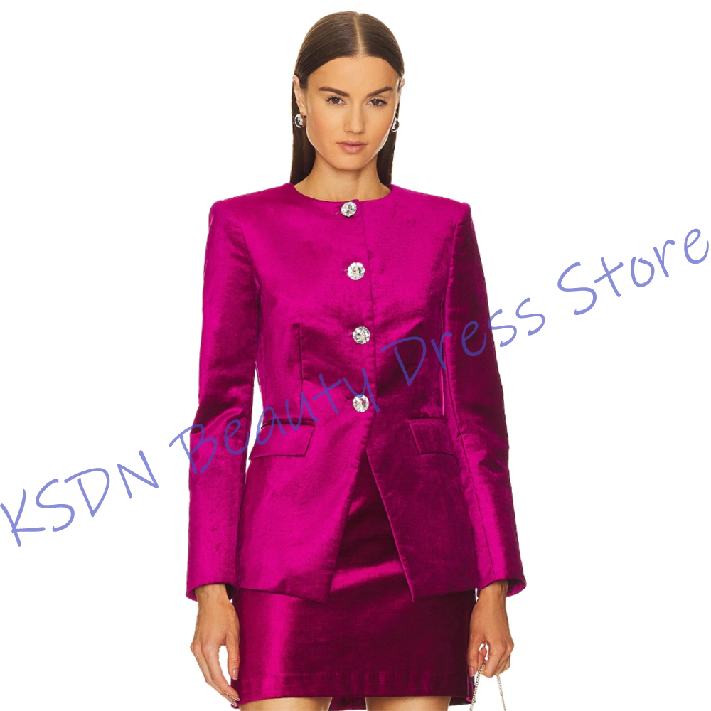 Women'S Formal Wear Jackets - Setelan Wanita Elegan Satin Pink Terang