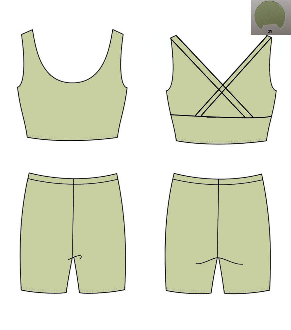 Monochrome Suit Set - Baju Yoga Monokrom dengan Tali Silang