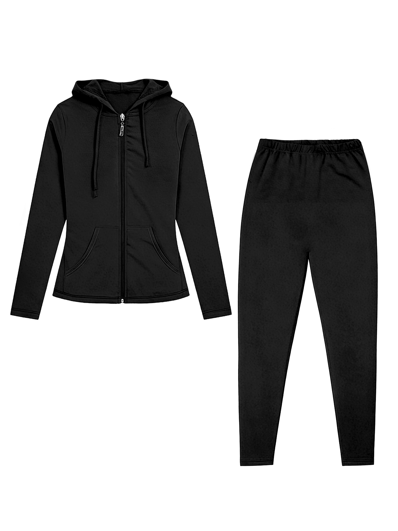 Monochrome Suit Set - Setelan Olahraga Wanita Ukuran Besar Monokrom