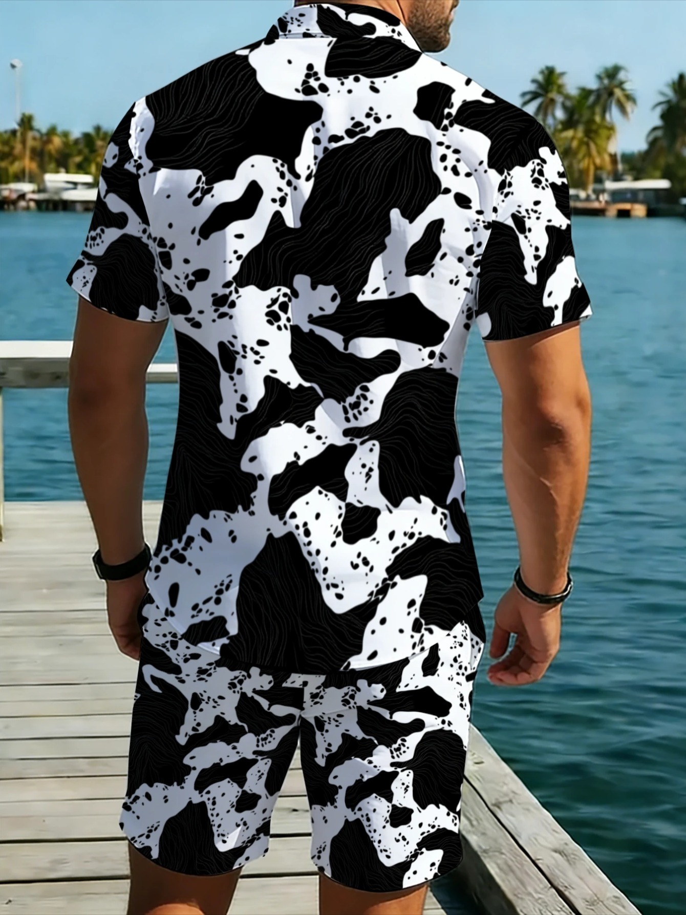 Setelan Pria Motif Kamuflase A - Monochrome Suit Set ulasan dan harga