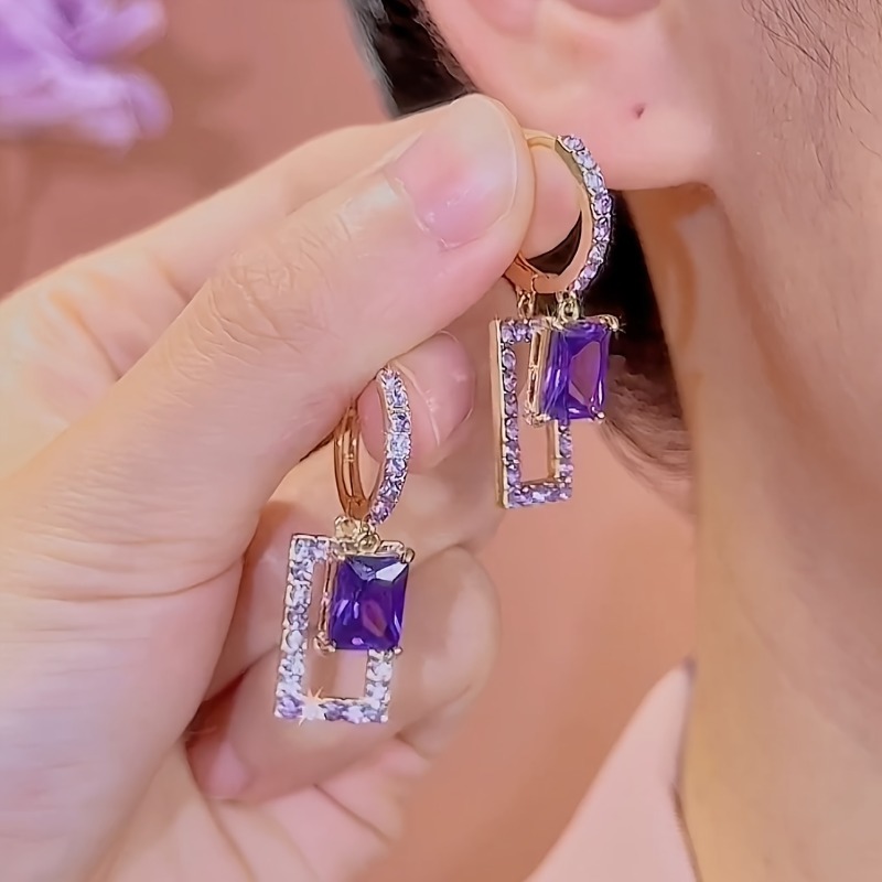 1 Pasang Anting Warna Ungu Per - Formal Wear Jewelry For Women ulasan dan harga
