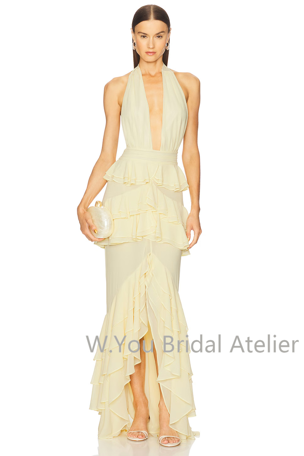 Gaun Malam Maxi dengan Kerah V - Women'S Formal Wear Wedding Guest ulasan dan harga