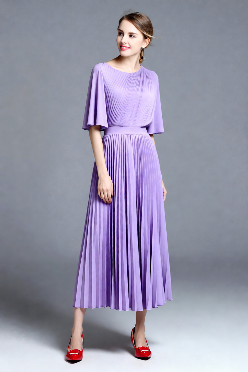 Gaun Midi Lipit Lengan Cape Wa - Women'S Formal Wear Wedding Guest ulasan dan harga
