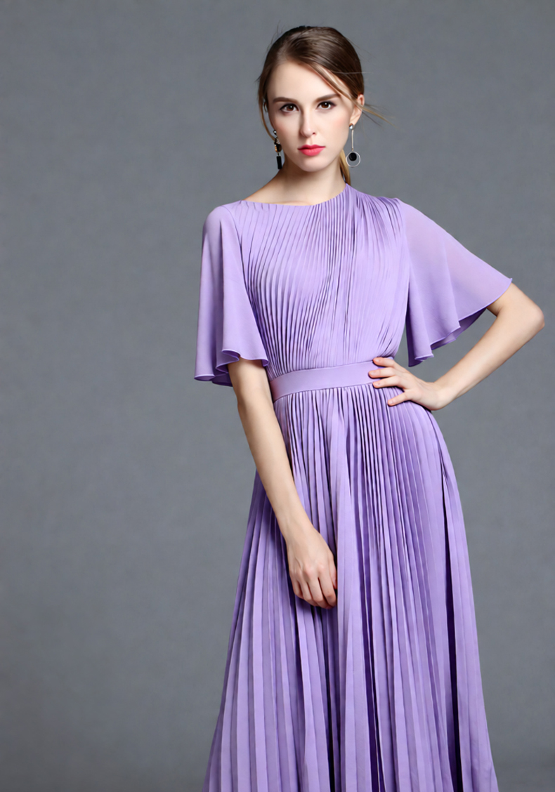 Gaun Midi Lipit Lengan Cape Wa - Women'S Formal Wear Wedding Guest ulasan dan harga
