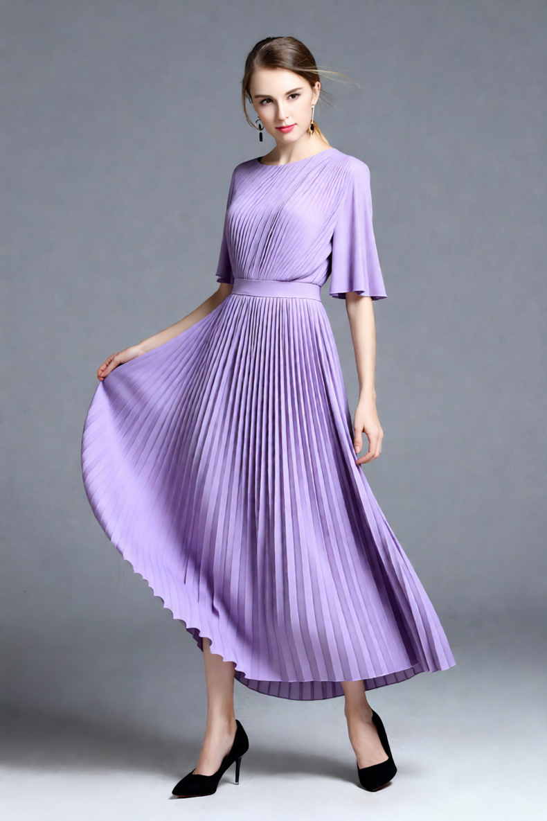 Gaun Midi Lipit Lengan Cape Wa - Women'S Formal Wear Wedding Guest ulasan dan harga