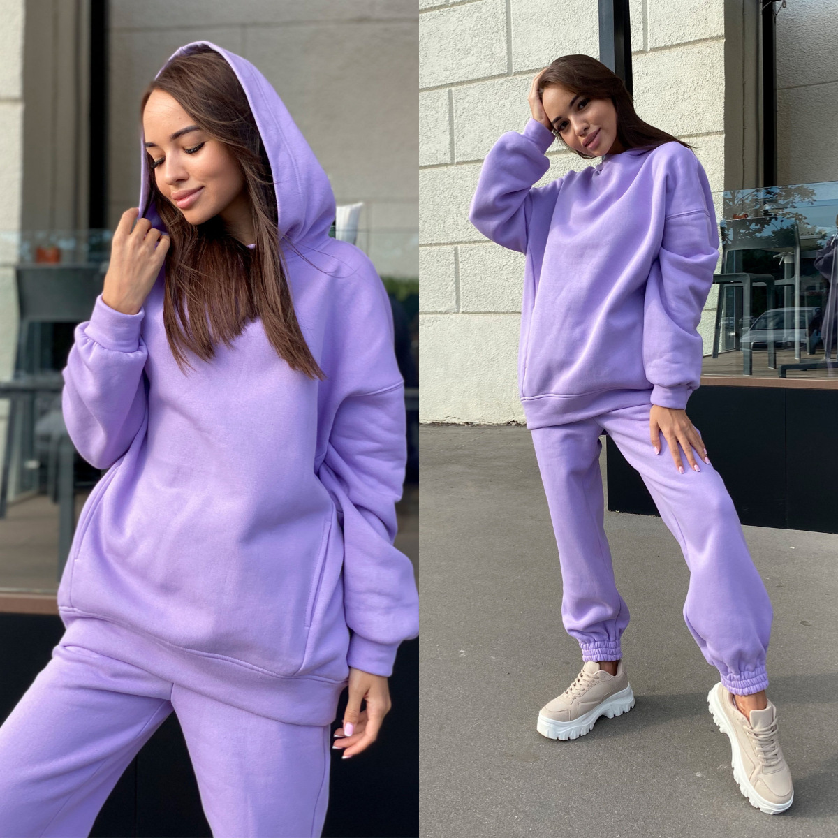 Set Hoodie Monokrom Berkerudun - Monochrome Suit Set ulasan dan harga