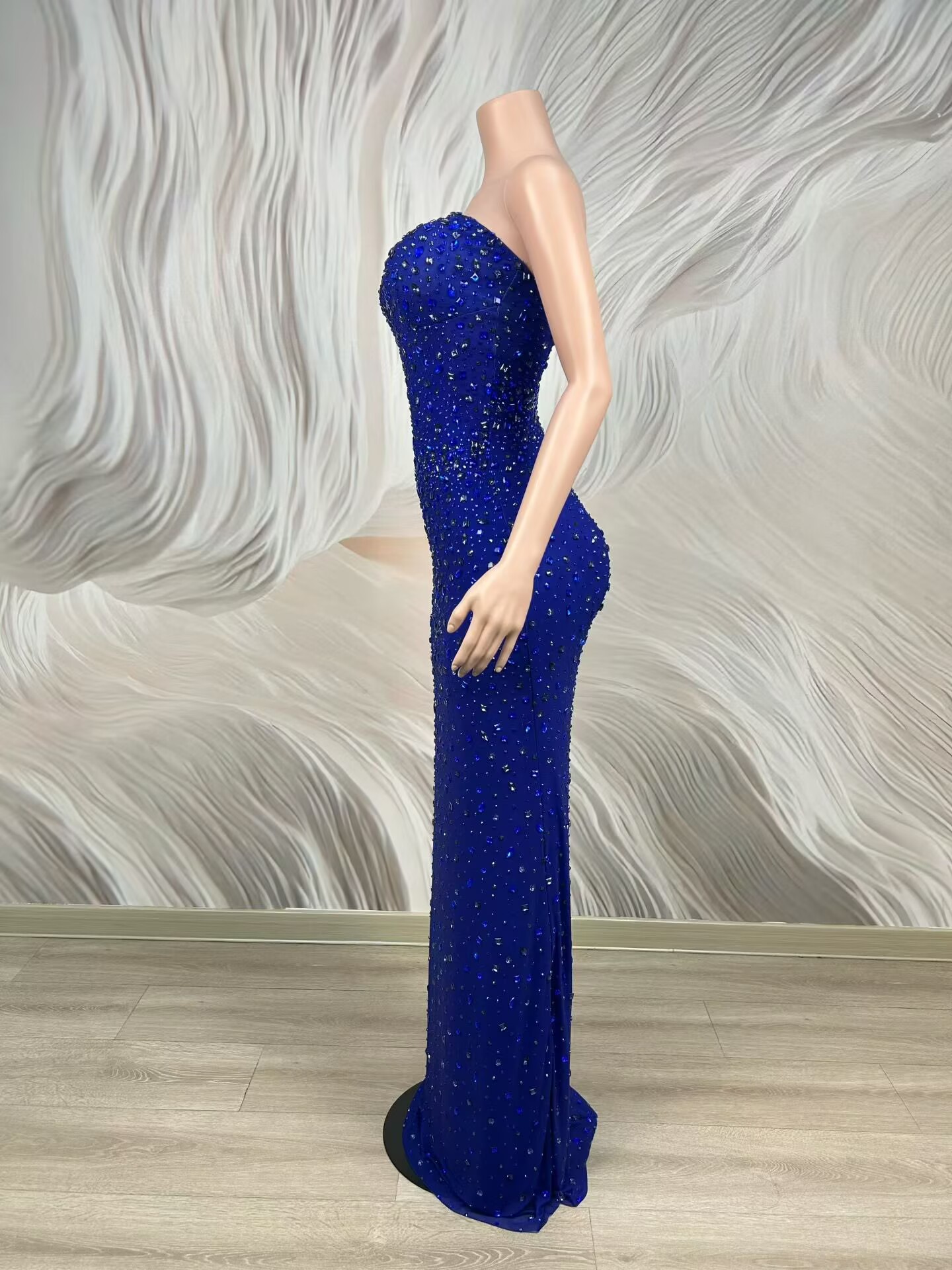 Gaun Malam Tanpa Tali Biru Ber - Women Luxury Formal Wear ulasan dan harga