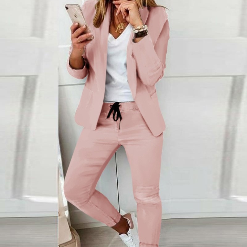 Setelan sweter Wanita kasual l - Monochrome Suit Set ulasan dan harga