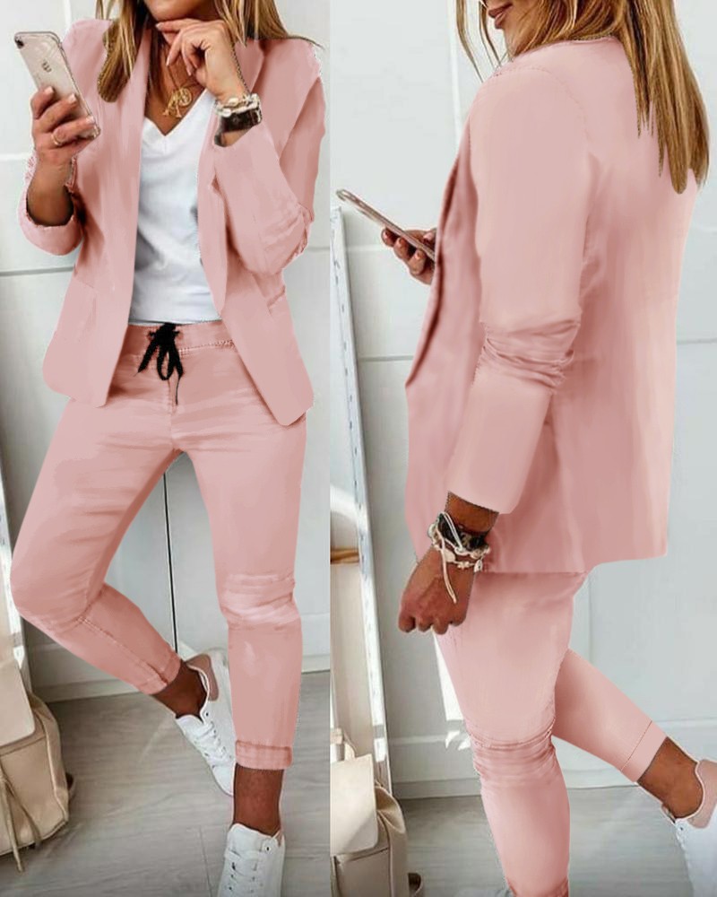 Setelan sweter Wanita kasual l - Monochrome Suit Set ulasan dan harga
