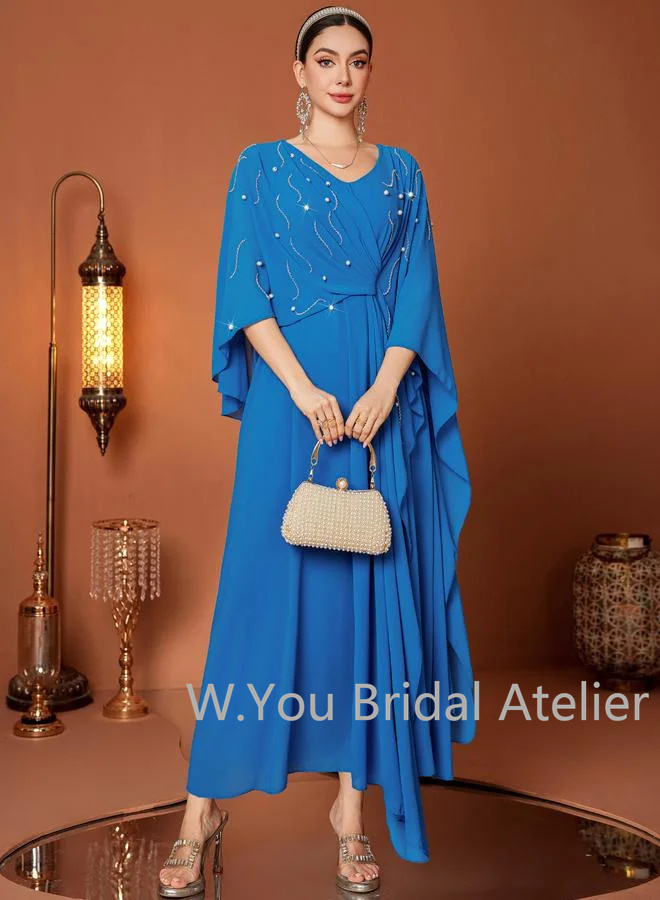 Gaun Malam Mewah V-neck Lengan - Women'S Formal Wear Wedding Guest ulasan dan harga