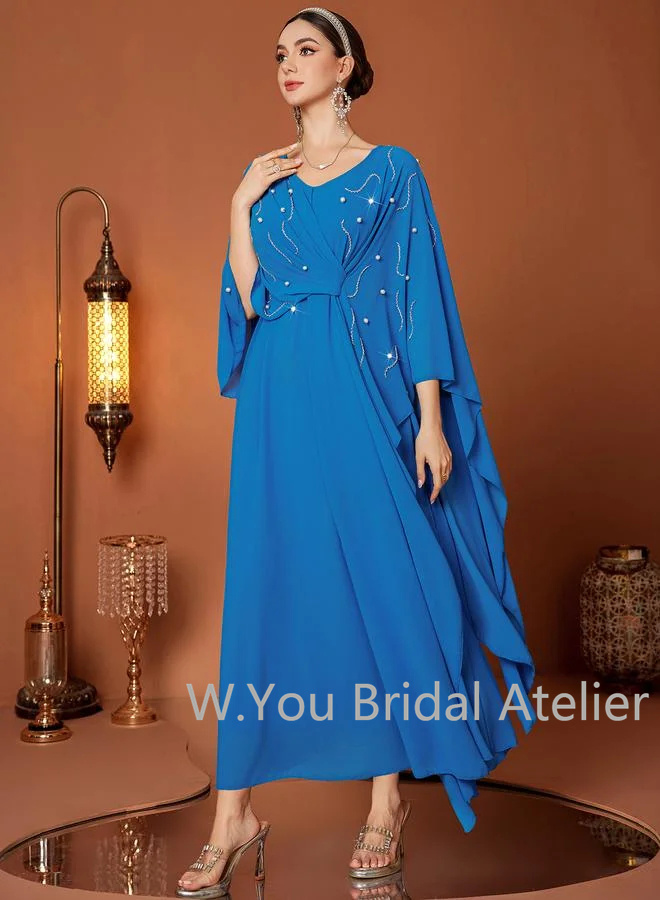 Gaun Malam Mewah V-neck Lengan - Women'S Formal Wear Wedding Guest ulasan dan harga